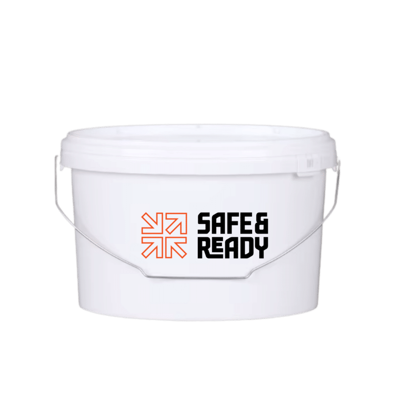 Witte plastic emmer 15 liter gebruikt voor opslag van drinkwater of foodbars